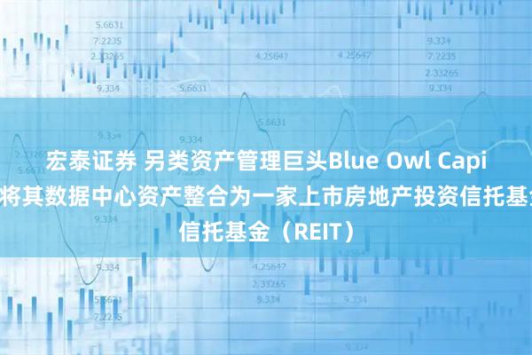 宏泰证券 另类资产管理巨头Blue Owl Capital正计划将其数据中心资产整合为一家上市房地产投资信托基金（REIT）